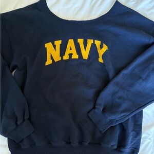 Navy Blue Sweater with Yellow Lettering
